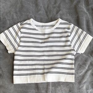 Chic Striped Crop Top - Black and White